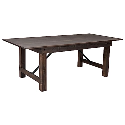 Flash Furniture HERCULES 7' x 40" Rectangular Antique Rustic Solid Pine Folding Farm Table, Mahogany