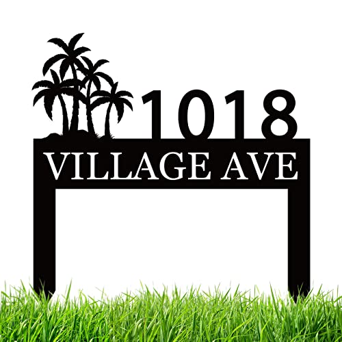 Personalized Palm Tree Address Sign, Personalized House Numbers with Stake, Address Yard Signs with Stakes, Personalized Yard Signs with Stakes, Address Signs for Yard, Address Numbers for House