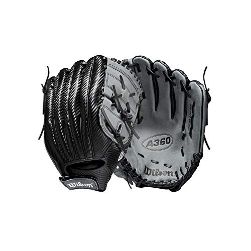 Wilson 2021 A360 12" Utility Baseball Glove - Black/Grey, Right Hand Throw