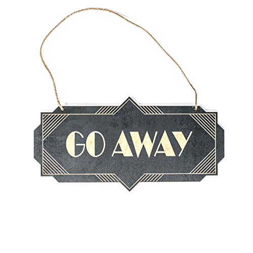 Go Away - Black Door Sign - Art Deco