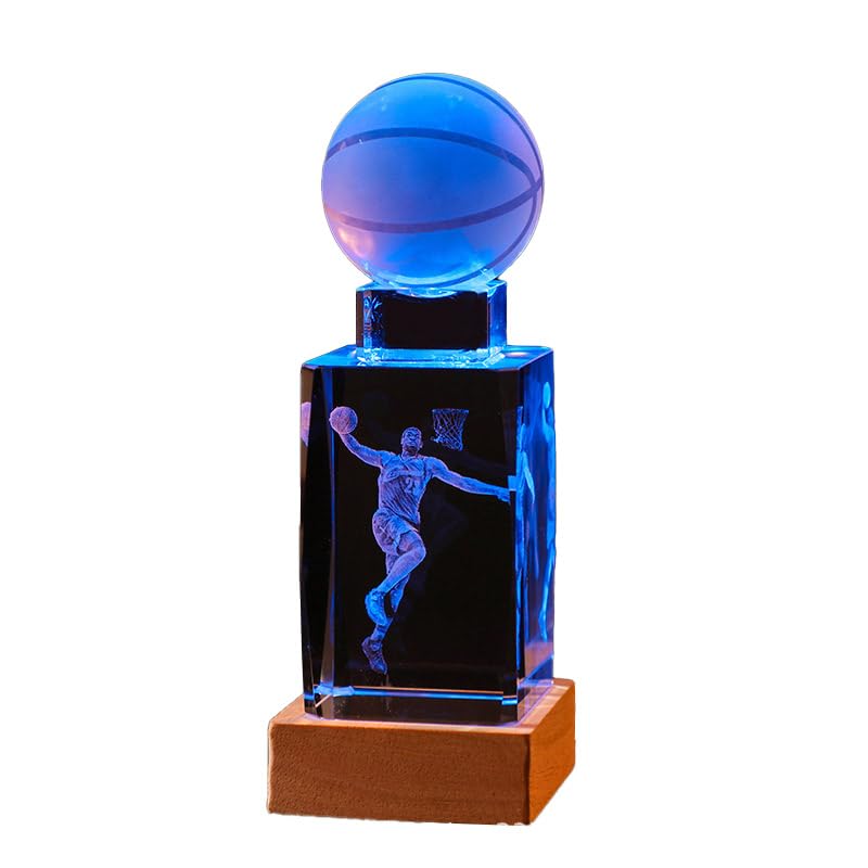 3D Crystal Basketball Night Light for Boys Teens, Night Lights and LED lamp Base for Boys Bedroom, Cool Sleep Nightlight Decoration, Birthday Gifts for Kids Room,23th Star Bedroom Decor