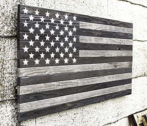 Handmade Wooden American Flag - Gun Metal Grey Edition - Cedar Sense