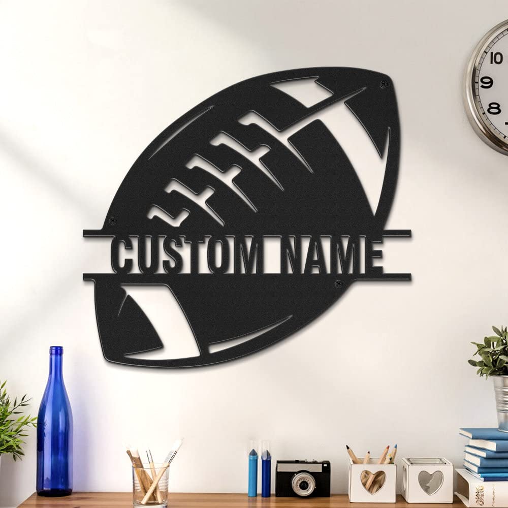 Custom Name Sign Light Personalized Football Metal Sign Monogram Wall Decor Personalized Home Decoration Gift Outdoor Metal Art