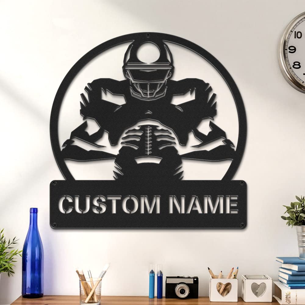 Custom Name Sign Light Personalized Football Metal Sign Monogram Wall Decor Personalized Home Decoration Gift Outdoor Metal Art