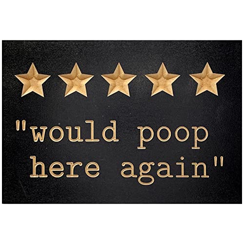 Five Stars Would Poop Here Again Funny Bathroom Sign - 8 x 12 inch - 5 Stars Wooden Bathroom Wall Art - Funny Bathroom Door Signs - Bathroom Sign for Above Toilet - Bathroom Decor - True Stock Studios