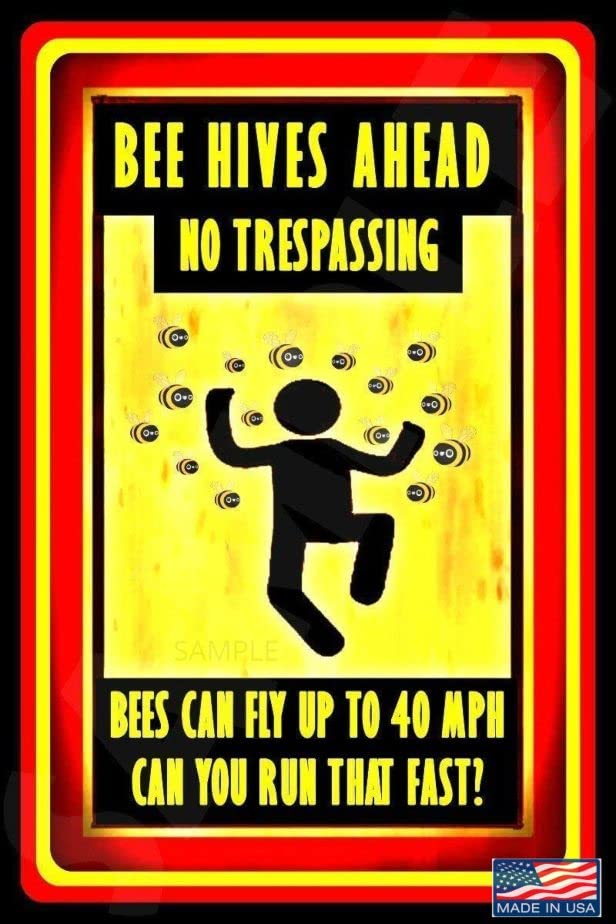 World's Most Effective No Trespassing Sign! 8"x12" Made In USA All Weather Metal. Protect Private Property Keep Out Stop Warning Caution! Perfect For Bee Keeper As Well!