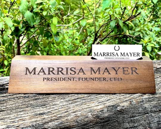 Engraved Business Card Holder, Desk Name Plate, Custom Name Sign, Personalized Wood Desk Name, Customized Walnut Desk Name, Executive Desk (9.9" Name Plate with Slot)