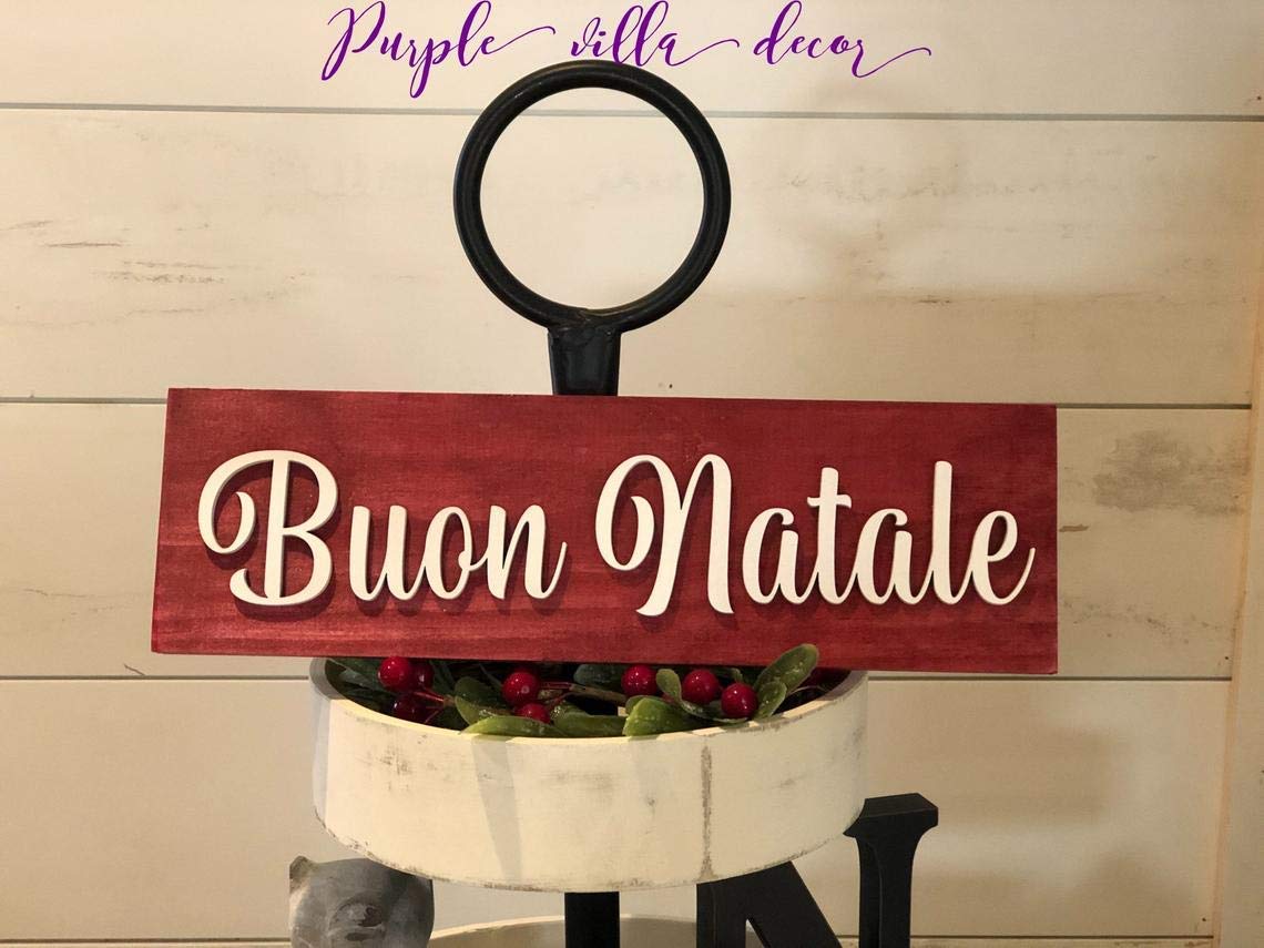 Buon Natale wood block sign for shelf or wall decor Merry Christmas in Italian Italy 3D signs free shipping