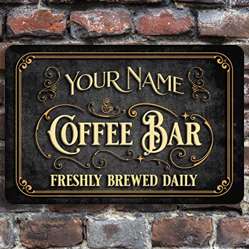 Coffee Bar Sign. Personalized, Vintage Design (8 x 12)