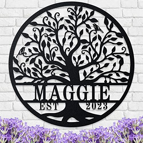 Custom Wedding Sign Tree, Tree of Life Personalized Family Last Name Metal Wall Art Signs for Home Decor, Established Metal Signs, Wedding Anniversary Gifts