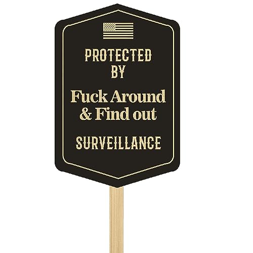 12 IN Hexagon Yard Sign with Wooden Stake - Protected by Fuck Around and Find Out Sign, Home Security FAFO Sign, Outdoor Security Sign (Hexagon, 12in)