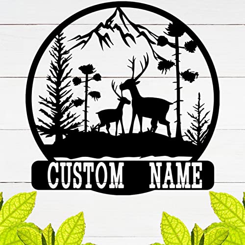 Personalized Metal Monogram letters Name Sign | Custom Metal Deer Head Sign with Name | Deer Antlers Art Wall Decor | Last Name Sign | Outdoor Wall Decor | Housewarming Gifts