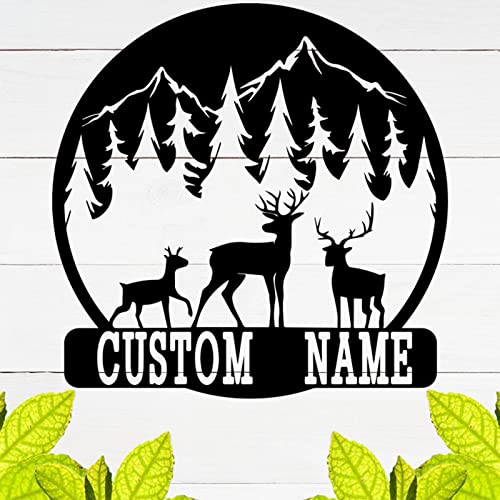 Personalized Metal Monogram letters Name Sign | Custom Metal Deer Head Sign with Name | Deer Antlers Art Wall Decor | Last Name Sign | Outdoor Wall Decor | Housewarming Gifts