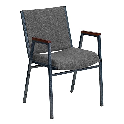 Flash Furniture 4 Pack HERCULES Series Heavy Duty Gray Fabric Stack Chair with Arms