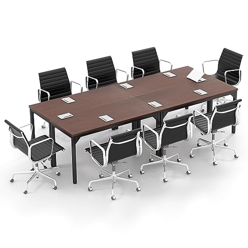 COSTWAY 4.5FT Conference Table Set of 4, 55Ó x 24Ó Large Meeting Room Table W/Heavy Duty Steel Frame, Modern Computer Desk for Home, Office, Conference Room, Easy Assembly (4)