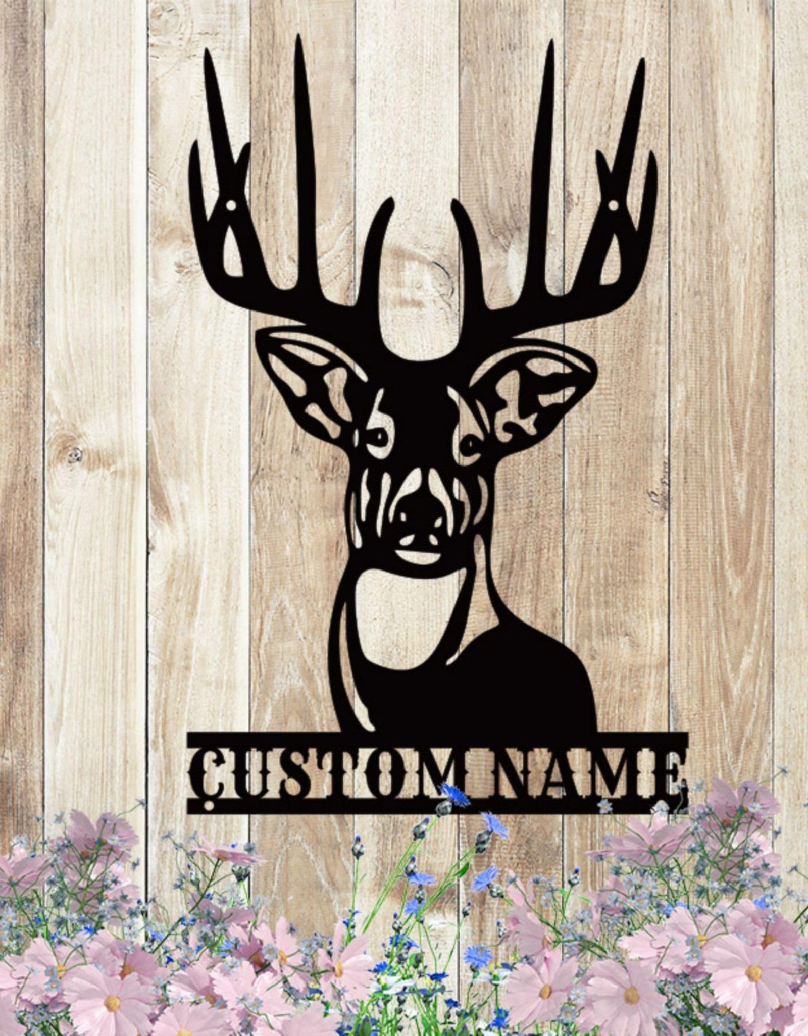 Personalized Metal Deer Wall Decor Deer Metal Wall Art Rustic Deer Custom Name Metal Sign Metal Fishing Decorations Outdoor Metal Deer Signs Personalized Housewarming Gifts Christmas Gifts (Design 4)