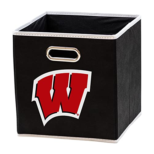 Franklin Sports NCAA Wisconsin Badgers Collapsible Storage Bin - Made to Fit Storage Bin Shelf Organizers - 10.5" x 10.5"
