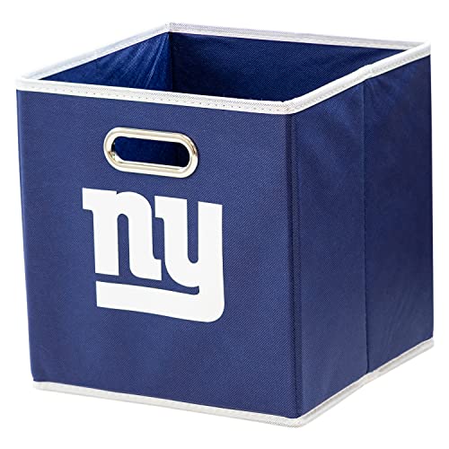 Franklin Sports NFL New York Giants Collapsible Storage Bin NFL Folding Cube Storage Container Fits Bin Organizers Fabric NFL Team Storage Cubes One Size 11" x 11"