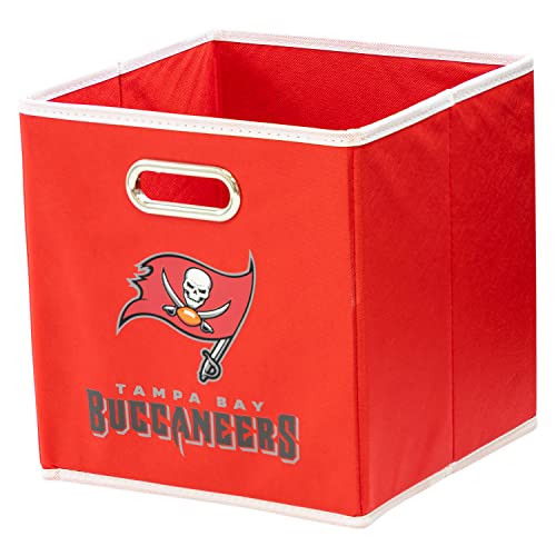 Franklin Sports NFL Tampa Bay Buccaneers Collapsible Storage Bin NFL Folding Cube Storage Container Fits Bin Organizers Fabric NFL Team Storage Cubes One Size