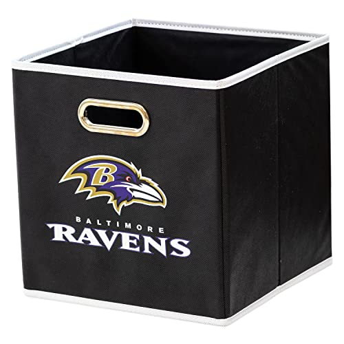 Franklin Sports NFL Baltimore Ravens Collapsible Storage Bin NFL Folding Cube Storage Container Fits Bin Organizers Fabric NFL Team Storage Cubes One Size