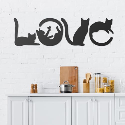 RealSteel - LOVE Cats Wall Art - Indoor/Outdoor Metal Home Decor - Perfect as Housewarming, Wedding, Birthday or Anniversary Gifts (14")