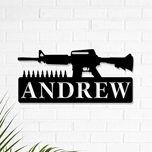 Personalized Family Name Sign Custom Last Name Sign Monogram Letters Wall Decor Personalized Name Signs for Home Decor Metal Established Sign Initial Split Letter Monogram Sign (AR15)