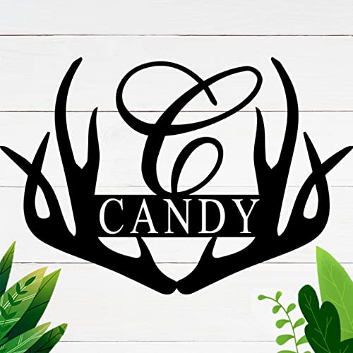 Personalized Metal Monogram letters Name Sign | Custom Metal Deer Head Sign with Name | Deer Antlers Art Wall Decor | Last Name Sign | Outdoor Wall Decor | Housewarming Gifts