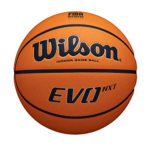 WILSON Basketball EVO NXT FIBA Game Ball, Mixed Leather, Ideal for Indoor, Size 7, Brown, WTB0965XB