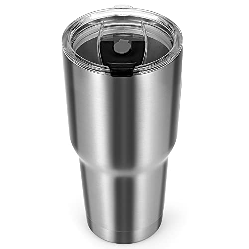 COSTWAY 30oz Tumbler, 304 Stainless Steel, Double Wall Vacuum Insulated, Splash Resistant Lid for Cold & Hot Drinks (1)