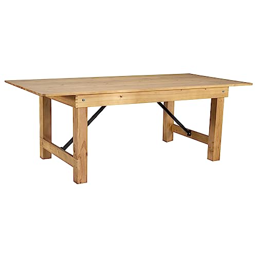 Flash Furniture HERCULES 7' x 40" Rectangular Antique Rustic Solid Pine Folding Farm Table, Light Natural