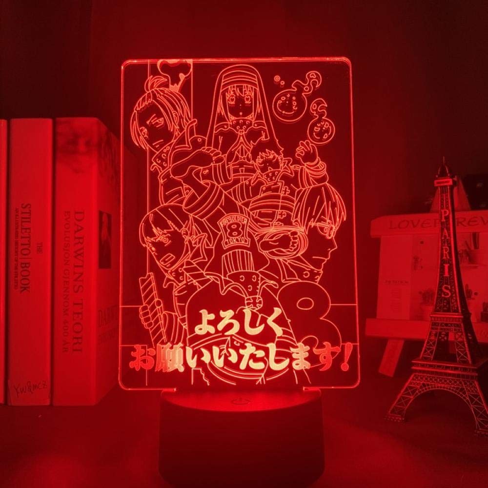 3D Night Light for Kids,Fire& Force Led Lamp for Bedroom Decoration Fire Force Light Lamp Anime for Birthday/Xmas