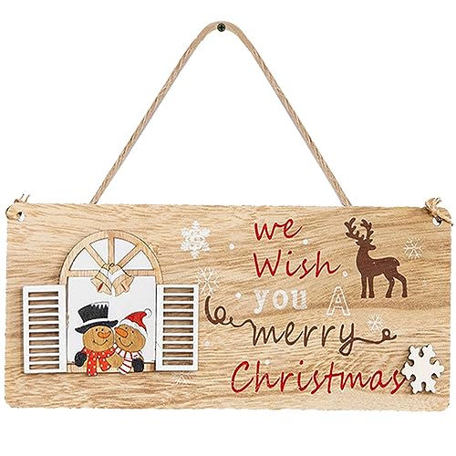 GLLBTPT Christmas Wooden Hanging Sign Door Decoration,3D Merry Christmas Welcome Sign Front Door for Christmas Home Window Wall Farmhouse Indoor Outdoor (M80269Q)