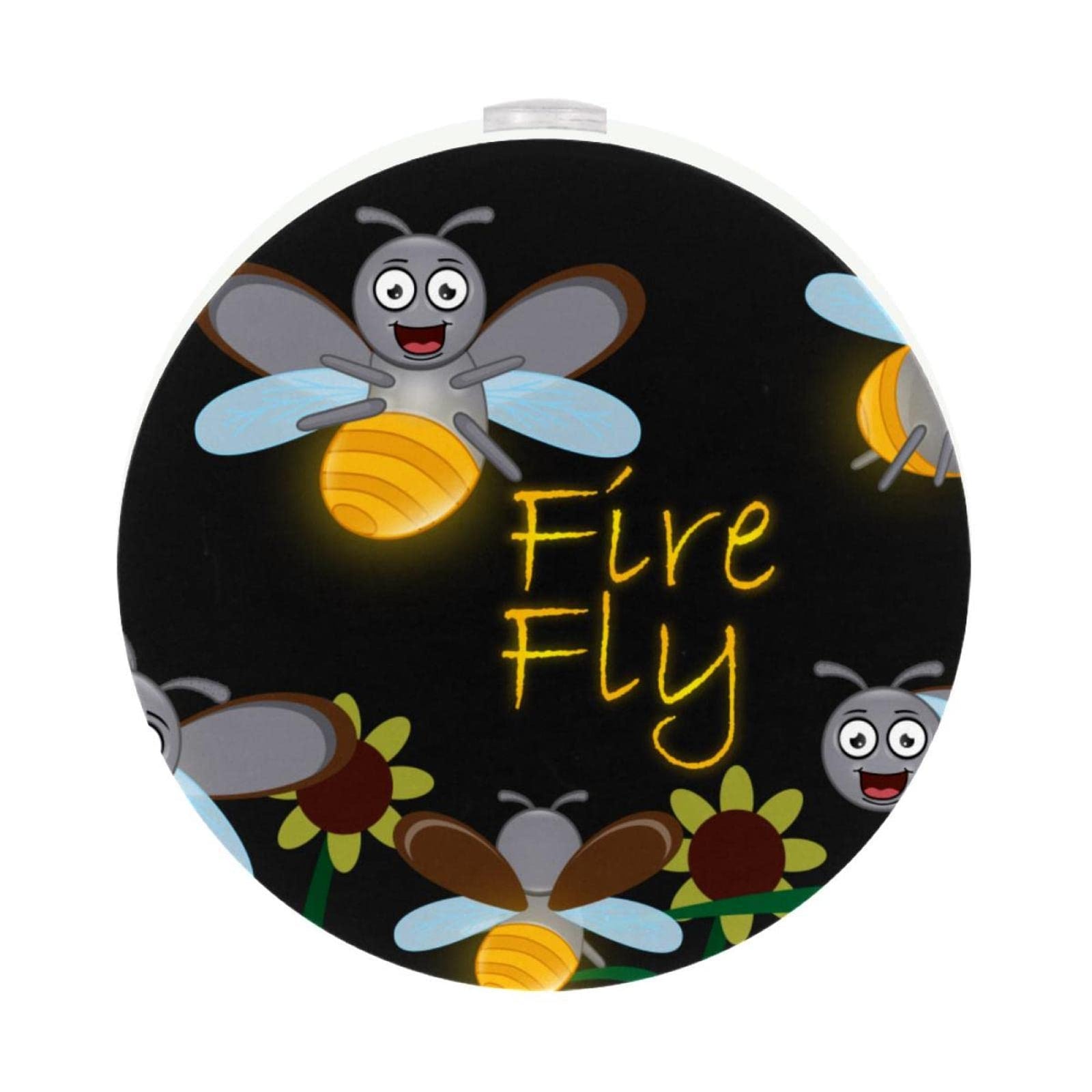 2 Pack Plug-in Nightlight LED Night Light with Dusk-to-Dawn Sensor for Kids Room, Nursery, Kitchen, Hallway Cute Cartoon Firefly