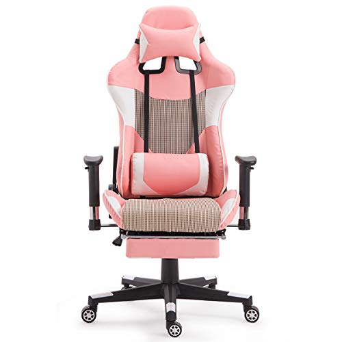 COSTWAY Gaming Chair Racing Office Chair High Back Computer Chair PU Leather Desk Chair PC Racing Executive Ergonomic Adjustable Swivel Chair with Headrest and Lumbar Support