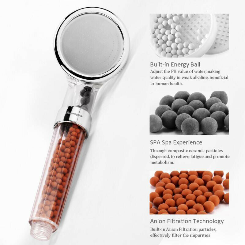 Filter Shower Head High Pressure, Mineral Balls Ionic Shower Head for Skin & Hair Health, Water Saving Shower Head