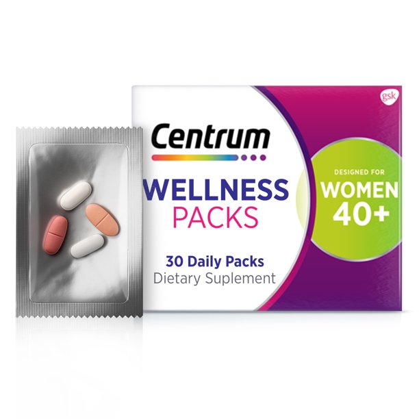 Centrum Wellness Daily Vitamins for 40+ Women, with Complete Multivitamin, Calcium Carbonate 600mg with Vitamin D3, Collagen I and III, MSM 1000mg