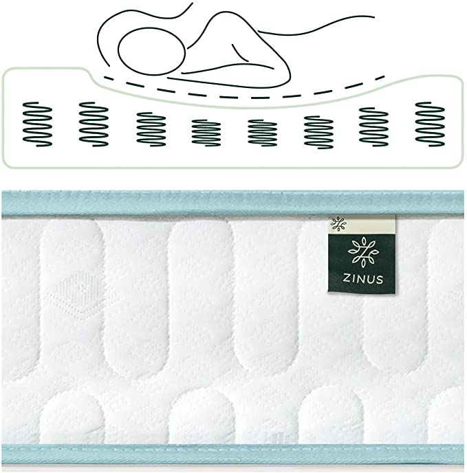 Zinus 6 Inch Mint Green Memory Foam Hybrid Spring Mattress