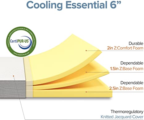 ZINUS 6 Inch Cooling Essential Foam Mattress