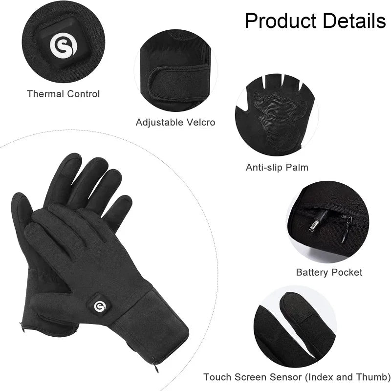 Rechargeable Heated Gloves for Men and Women - Waterproof Electric Thermal Gloves for Winter, Cold Weather Activities: Work, Hunting, Fishing, Running, Cycling, Hiking, Skiing, Motorcycle