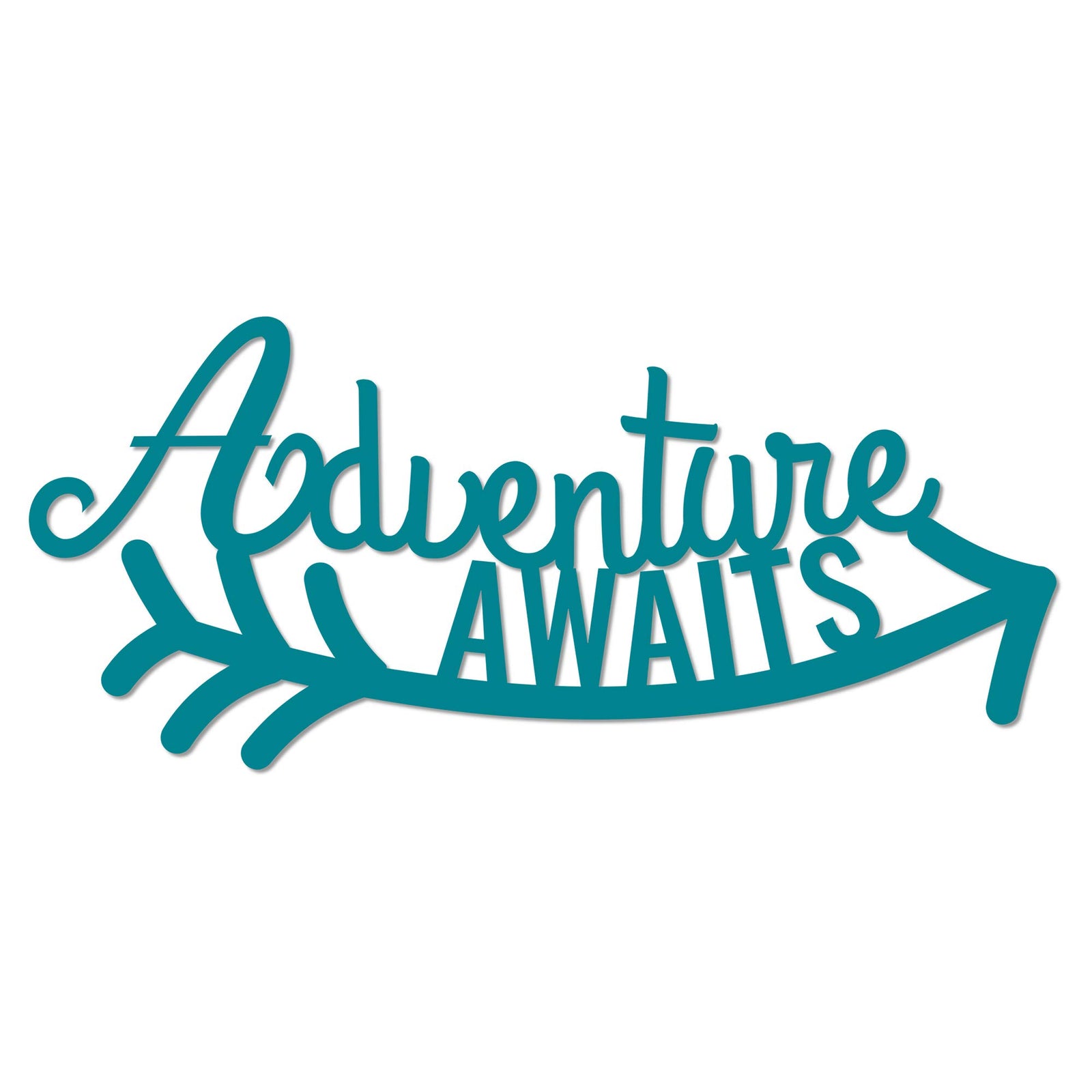 Adventure Awaits - Beautiful Solid Steel Home Decor Decorative Accent Metal Art Wall Sign - 24 Inch - Turquoise