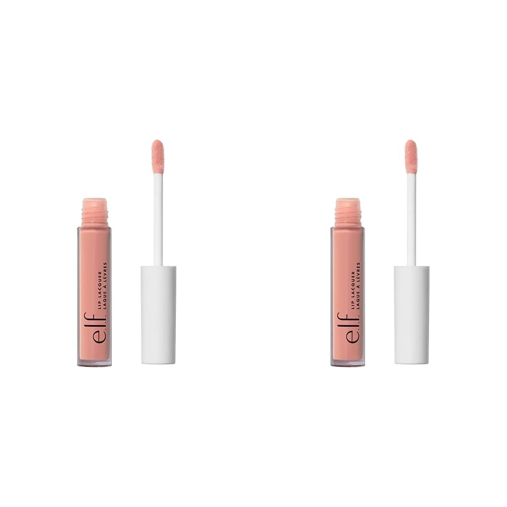 e.l.f. Lip Lacquer, Nourishing, Non-Sticky Ultra-Shine Lip Gloss With Sheer Color, Infused With Vitamins A & E, Vegan & Cruelty-Free, Whisper Pink (Pack of 2)