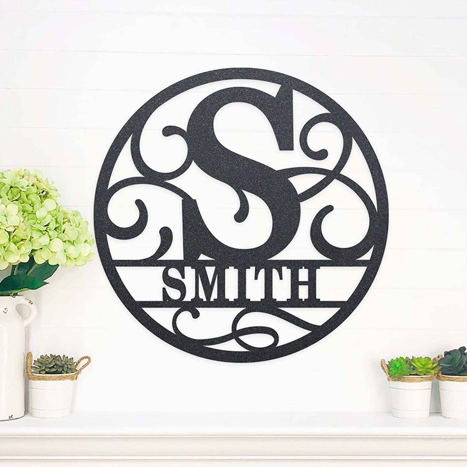 RAPIDARC ORNAMENT MONOGRAM | Metal Name Sign | Split Letter Monogram | Last Name Sign | Family Name Sign | Personalized Wedding Gift | Outdoor Metal Art | Metal Art | Housewarming Gift |