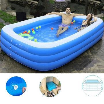 Summerella Familia, 120 inch 3 Layers Portable Inflatable Indoor and Outdoor Swimming Pool  Adults Kids Bath Bathtub Foldable SPA time Family Swimming Pool, Summer Water Party, Toddler, Outdoor, Garden, Backyard