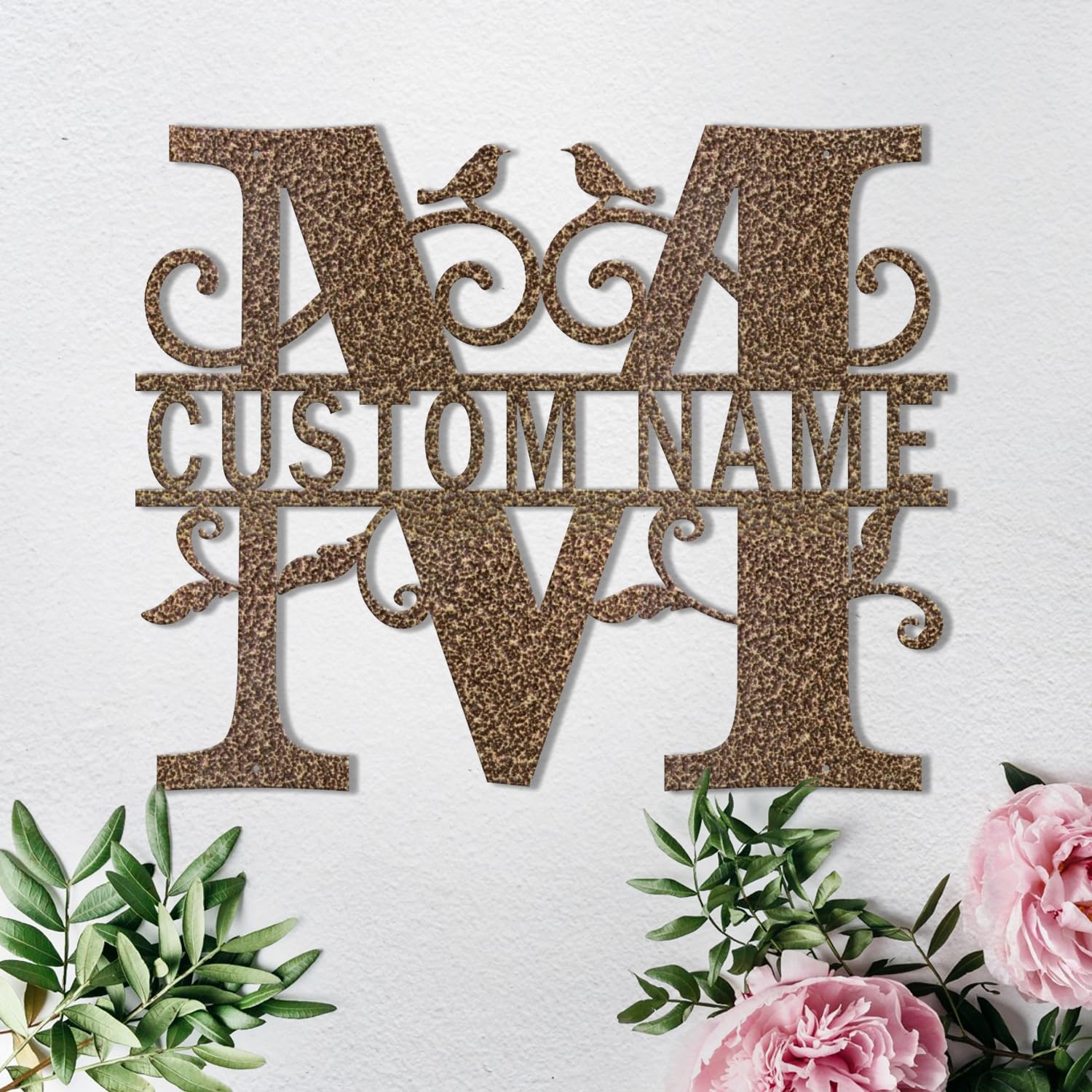 Custom Metal Signs Metal Name Sign Metal Wall Art Split Letter Monogram Wall Decor Metal Wall Art Last Name Sign Family Name Sign Personalized Wedding Gift Fire Pit Sign Outdoor Decor Cabin Sign - M