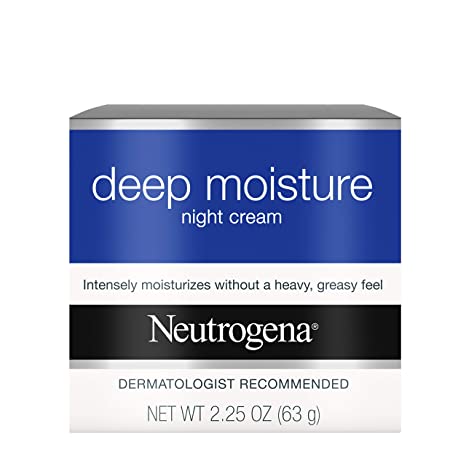 Neutrogena Deep Moisture Night Cream with Shea butter, Glycerin & Vitamin D3, Facial Moisturizer for Dry Skin, Non Greasy & Non Comedogenic, 2.25 oz