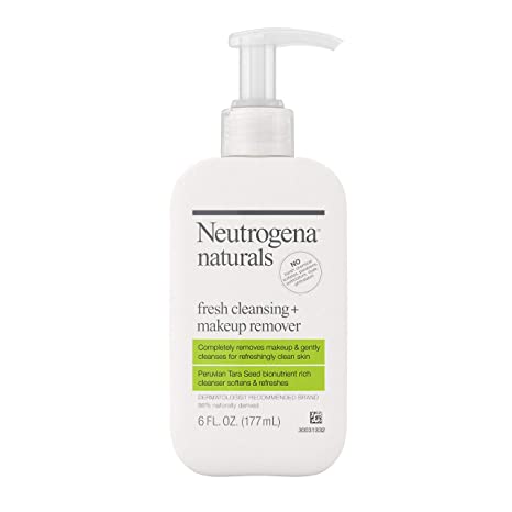 Neutrogena Naturals Fresh Cleansing Daily Face Wash + Makeup Remover with Naturally-Derived Peruvian Tara Seed, Hypoallergenic, Non-Comedogenic & Sulfate-, Paraben- & Phthalate-Free, 6 fl. Oz (2 Pack)