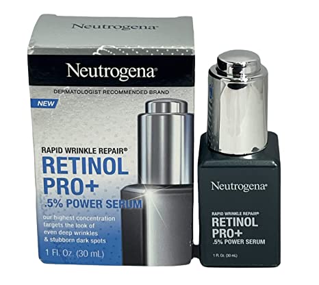 Neutrogena Rapid Wrinkle Repair Retinol Pro+.5% Power Facial Serum, Gentle Anti-Aging Face Serum with.5% Pure Retinol & Nourishing Emollients, Non-Comedogenic, Paraben-Free, 1 fl. oz
