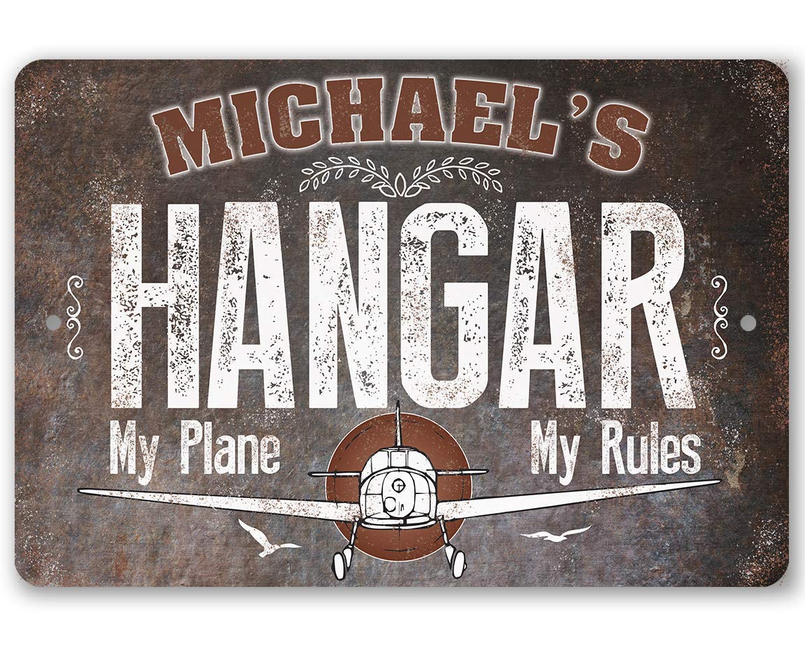 Pilot Gifts Personalized Airplane Hangar - Customized Pilot Name Print and Aviation Sign, Gifts for Pilots