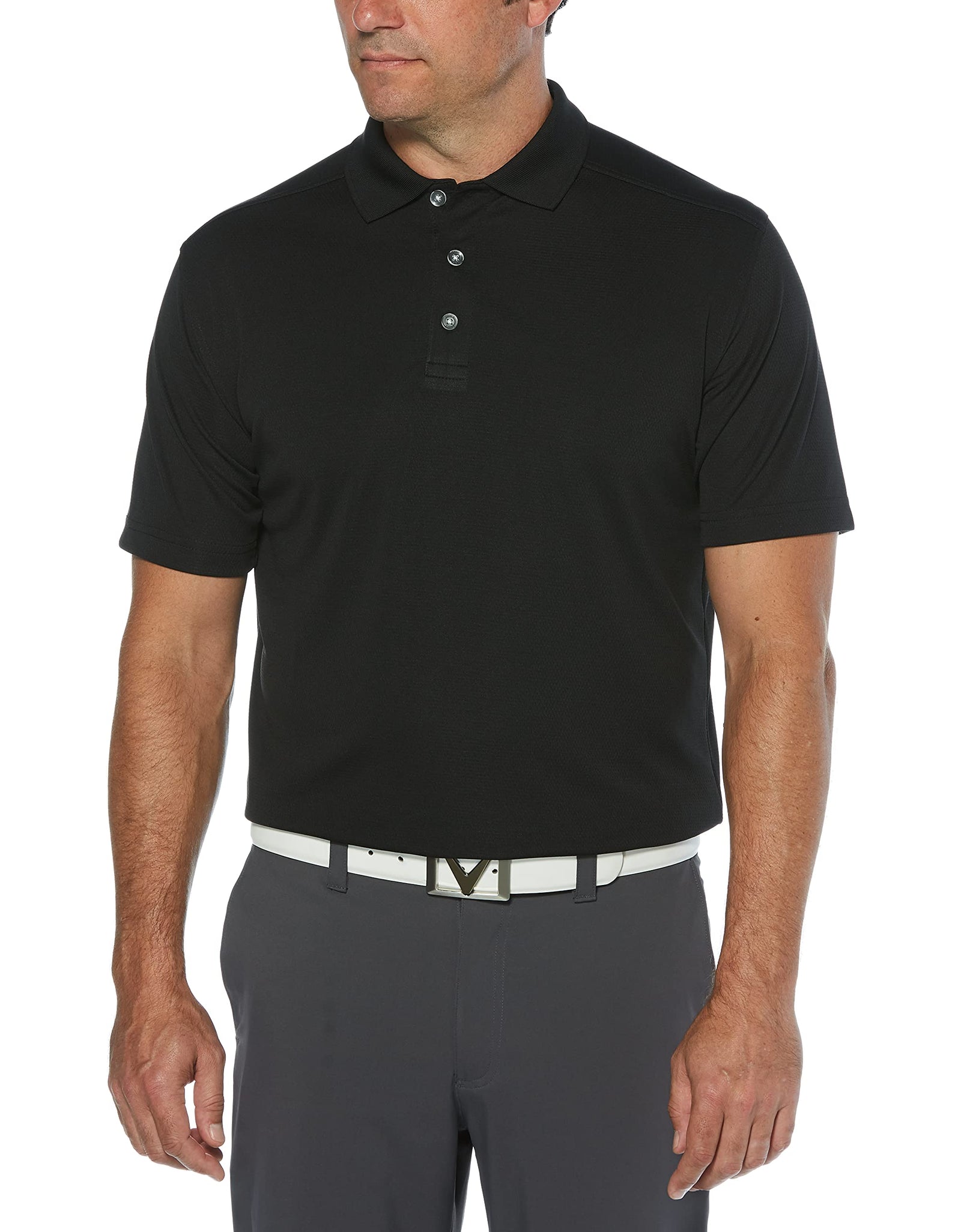 Callaway Men's Big and Tall Short Sleeve Core Performance Golf Polo Shirt with Sun Protection (Size Small-4X, Black, Large Big Tall