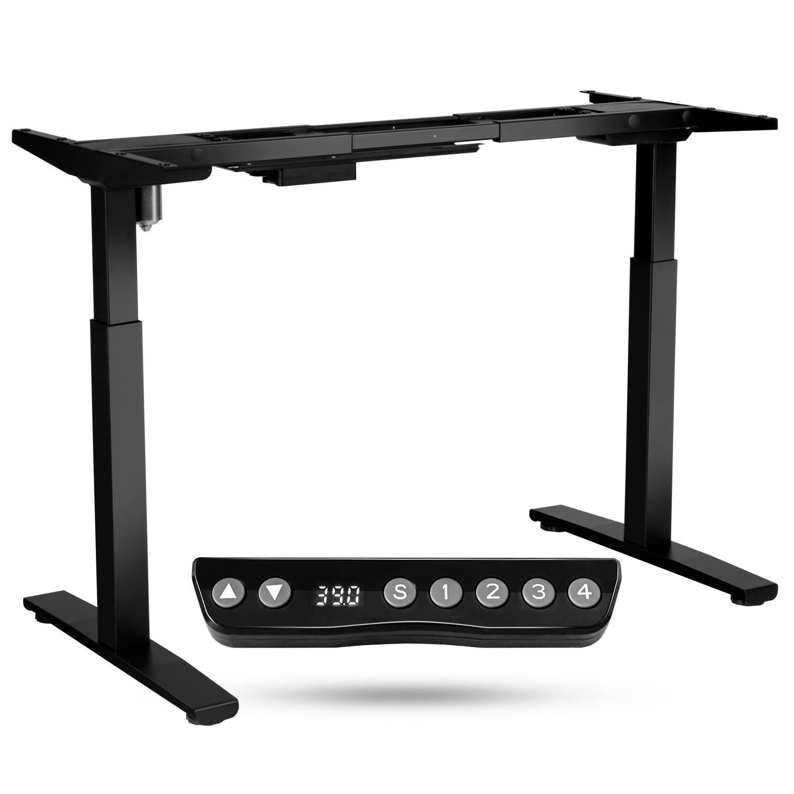 COSTWAY Electric Stand up Desk Frame, Ergonomic Sit to Stand Desk Frame w/Adjustable Height & Width, DIY Workstation Base w/Memory Controller for Home Office(Frame Only) (Black)